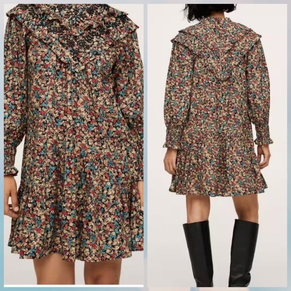 Nwt Mango floral print embroidered dress - Picture 1 of 10